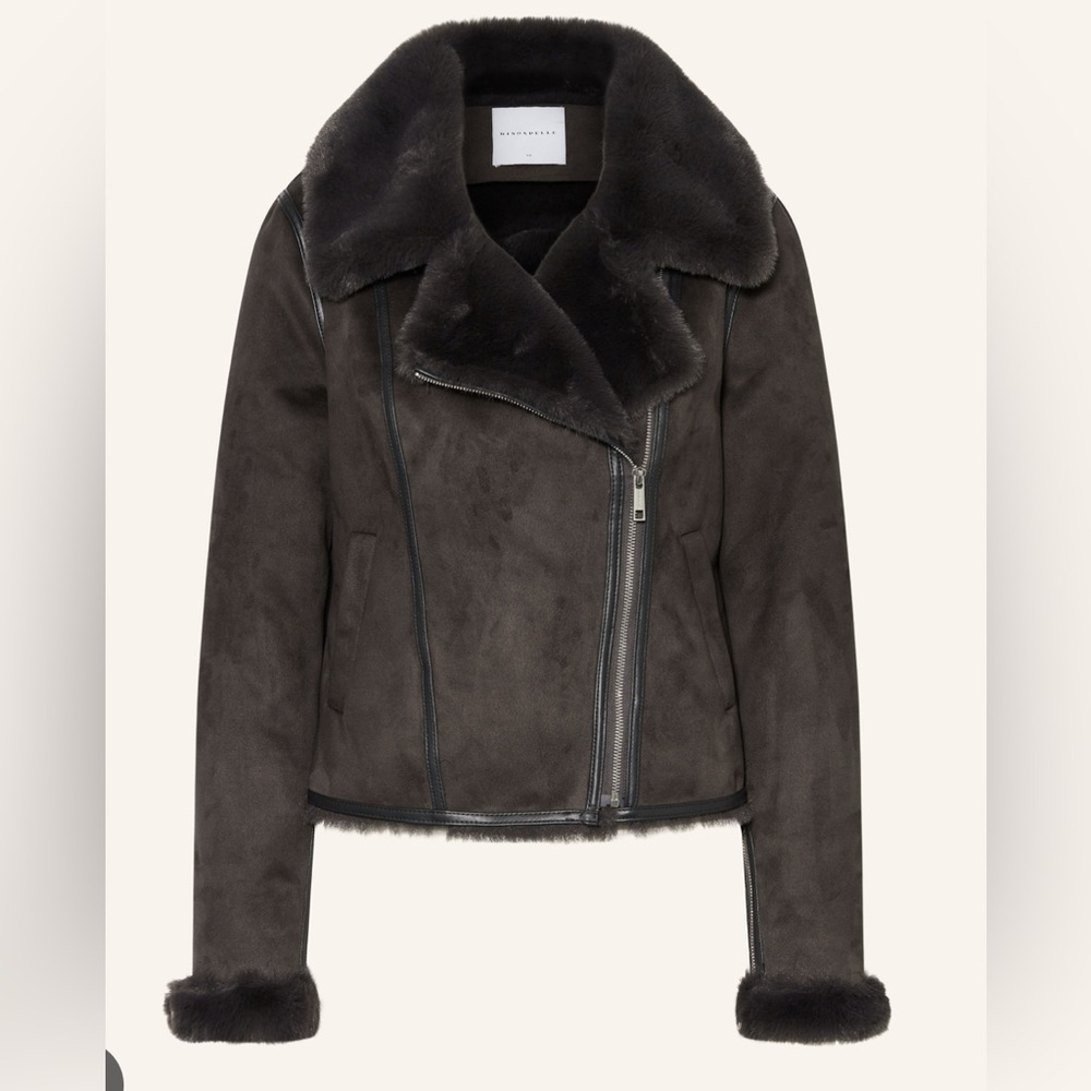 RINO & PELLE NWOT Women's Black Faux Fur Biker  Jacket size 38 NWOT